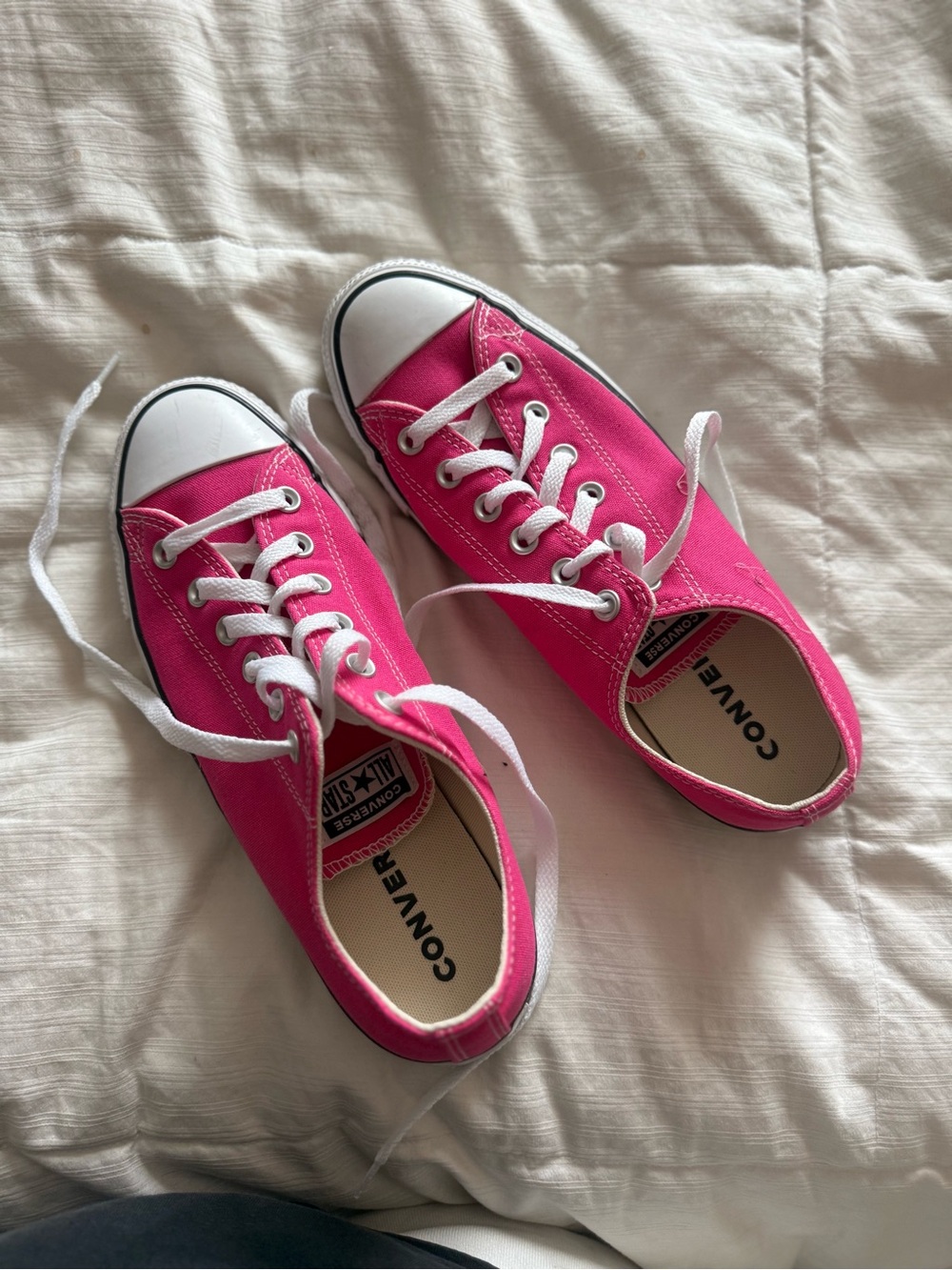 Converse Kids Pink Low Top Sneakers with White Trim
